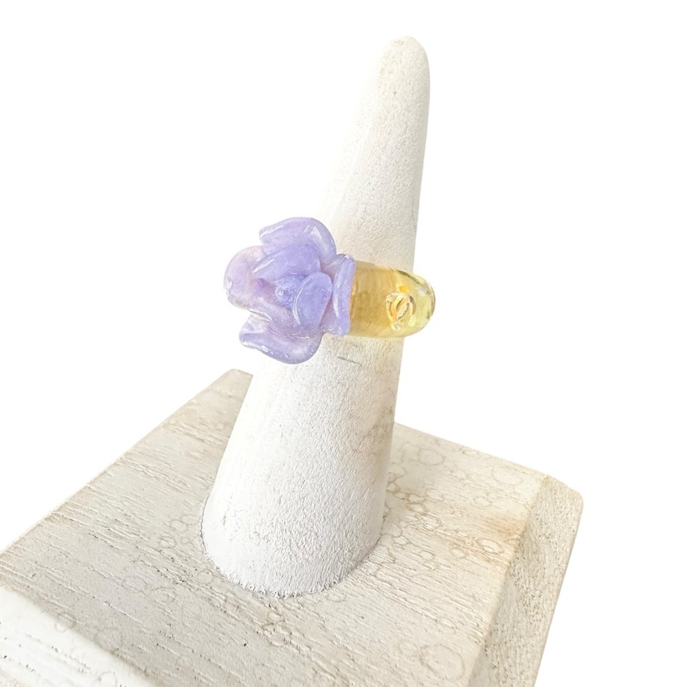 Chanel Purple Camellia Flower Ring 6.5 - Picture 3 of 15